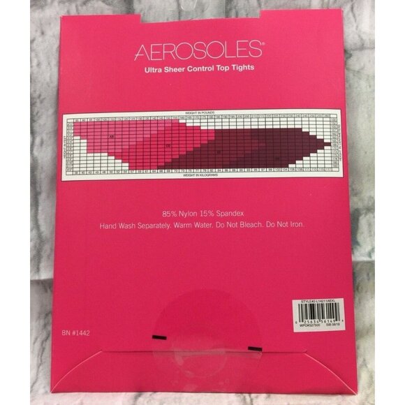 Aerosoles Ultra Sheer Control Top Tights Reinforced Toe Black Size IJ X-Large - Picture 2 of 6